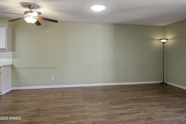 3345 E University Dr Unit 2, Mesa, AZ 85213 - empty room with a textured ceiling, a ceiling fan, dark wood-style floors, and recessed lighting