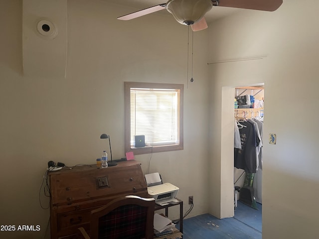 home office with ceiling fan