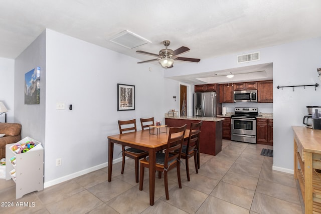 view of tiled dining room