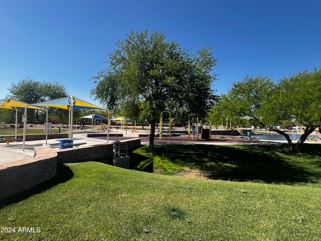 view of yard with a playground