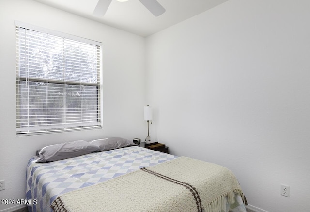 bedroom featuring ceiling fan