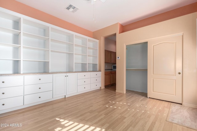 interior space featuring a closet and light wood-type flooring