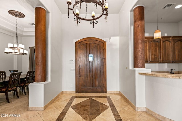 view of tiled foyer entrance