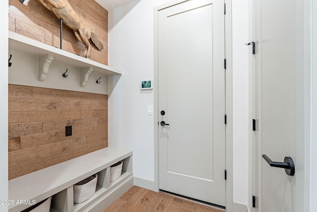 mudroom featuring light wood-style flooring