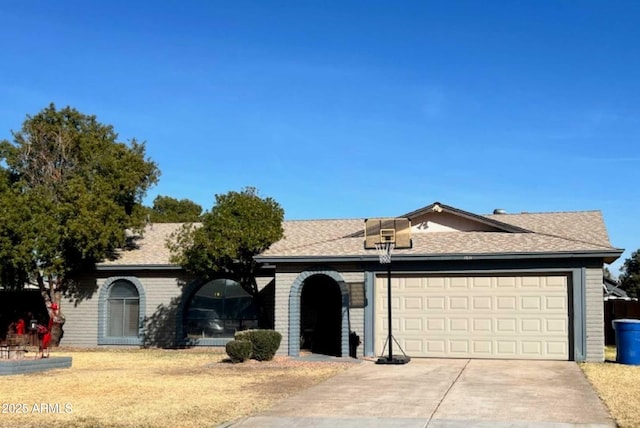 single story home with a garage