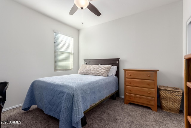 bedroom with carpet floors and ceiling fan