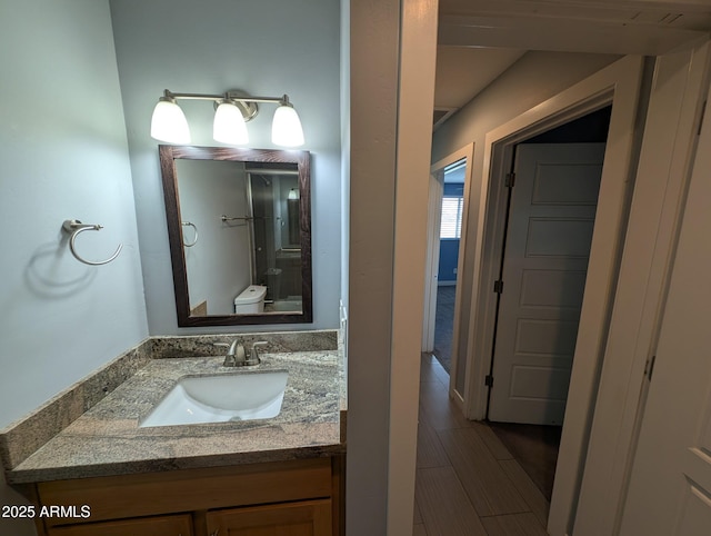 bathroom with toilet and vanity