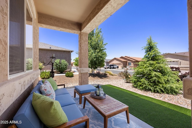6135 E Livingston Loop, Prescott Valley, AZ 86314 - view of patio / terrace featuring an outdoor living space and a residential view