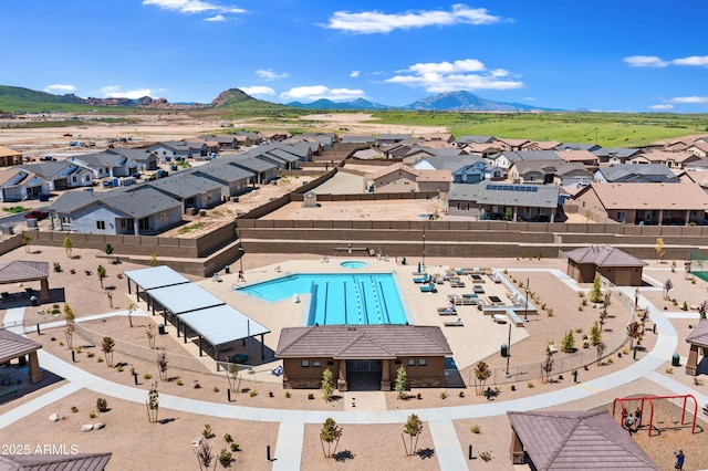 6135 E Livingston Loop, Prescott Valley, AZ 86314 - aerial view of residential area featuring mountains and a pool area