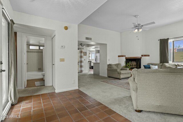 carpeted bedroom with multiple closets and visible vents