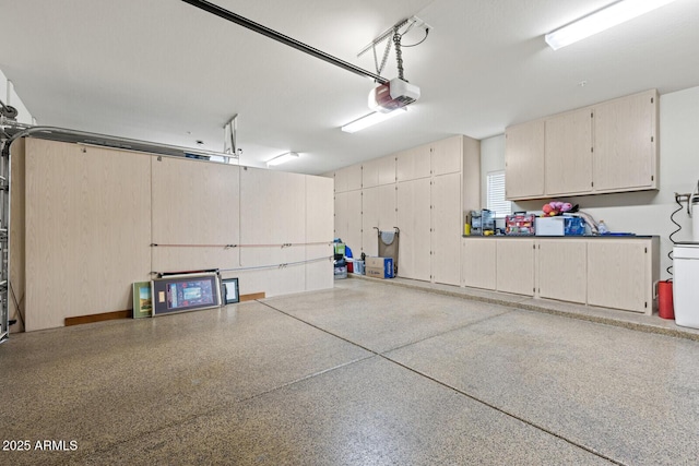 garage with a garage door opener