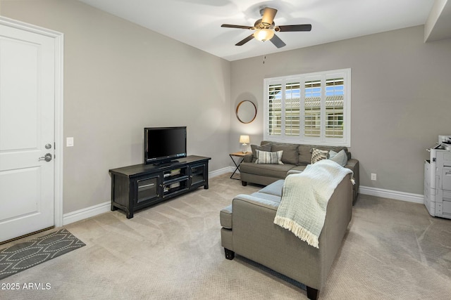 2051 E Aris Dr, Gilbert, AZ 85298 - carpeted living room with a ceiling fan and baseboards