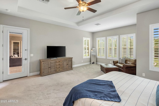 2051 E Aris Dr, Gilbert, AZ 85298 - bedroom with a raised ceiling, carpet floors, visible vents, and baseboards