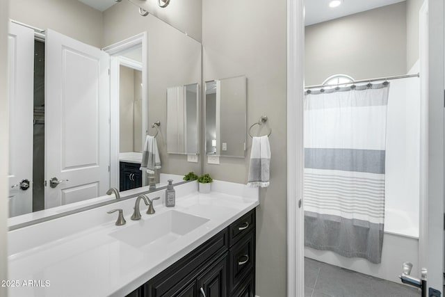 2051 E Aris Dr, Gilbert, AZ 85298 - bathroom featuring vanity, tile patterned floors, and shower / bath combo