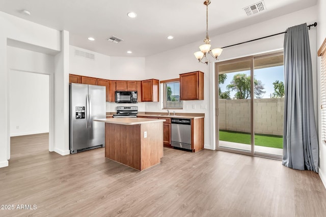 kitchen featuring appliances with stainless steel finishes, a sink, and visible vents