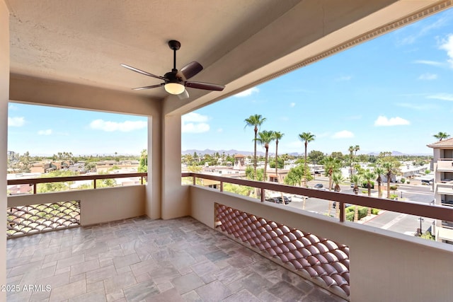 4200 N Miller Rd Unit 504, Scottsdale, AZ 85251 - balcony with ceiling fan and a mountain view