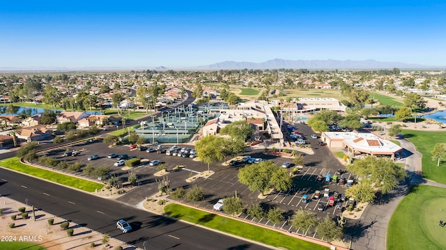 birds eye view of property featuring a mountain view