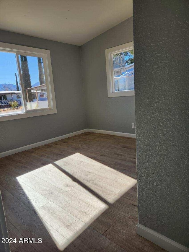 spare room featuring dark hardwood / wood-style flooring