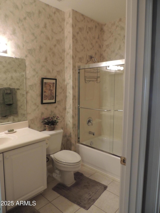 15104 W Pinehurst Ln W, Surprise, AZ 85374 - full bathroom featuring wallpapered walls, tile patterned flooring, and vanity