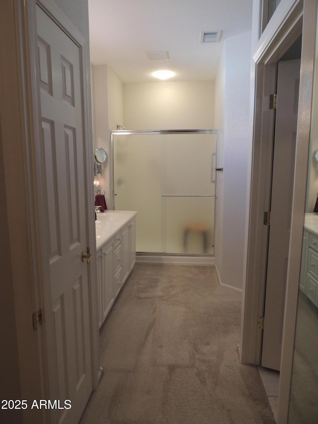 15104 W Pinehurst Ln W, Surprise, AZ 85374 - bathroom with a shower stall, visible vents, and vanity