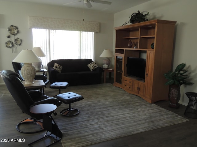 15104 W Pinehurst Ln W, Surprise, AZ 85374 - living area featuring wood finished floors and a ceiling fan