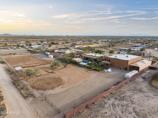 view of aerial view at dusk