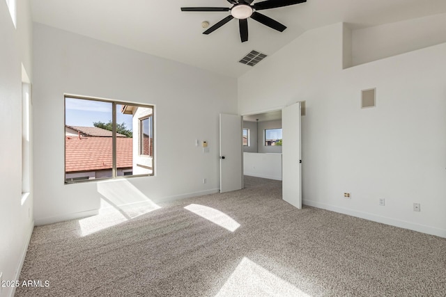 2112 S 160th Dr, Goodyear, AZ 85338 - carpeted spare room with high vaulted ceiling and a ceiling fan