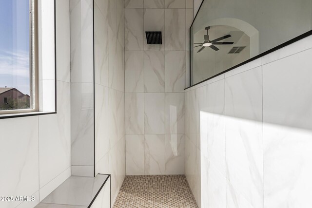 2112 S 160th Dr, Goodyear, AZ 85338 - bathroom featuring a ceiling fan and tiled shower