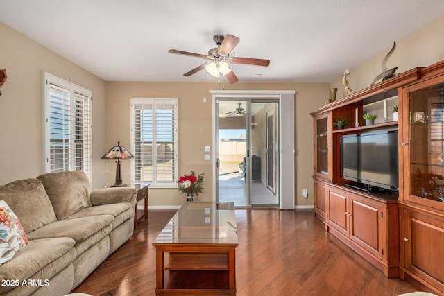 living room featuring dark hardwood / wood-style floors