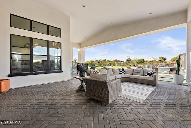 view of patio featuring an outdoor hangout area