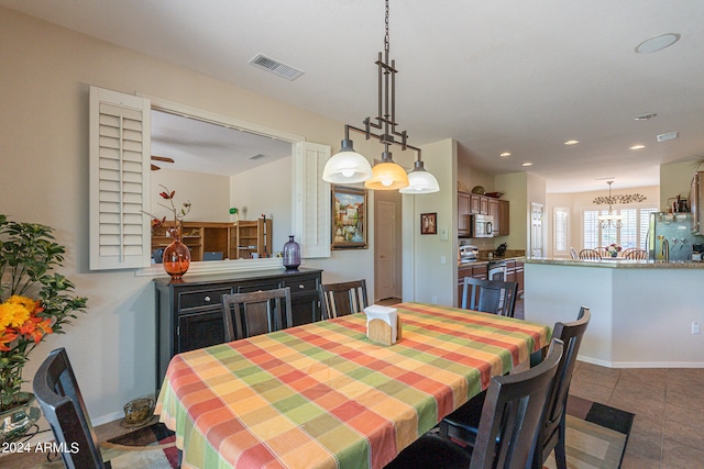 view of tiled dining room