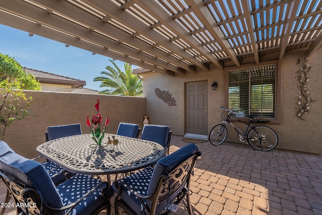 view of patio / terrace featuring a pergola