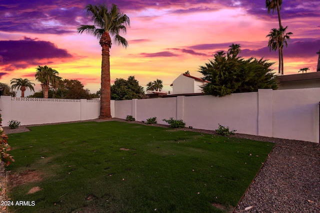 view of yard at dusk