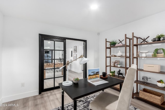 office featuring light wood-type flooring