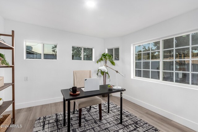 office space with a wealth of natural light and wood-type flooring