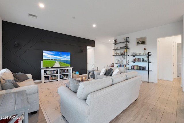 living room with light wood-type flooring