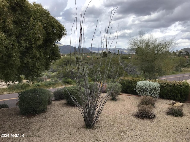 exterior space featuring a mountain view