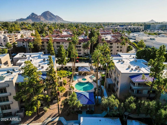 aerial view featuring a mountain view