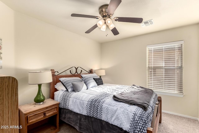 bedroom with carpet and ceiling fan