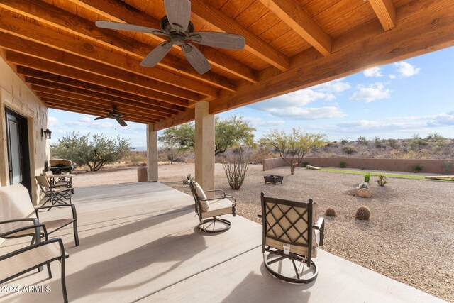 view of patio / terrace featuring ceiling fan