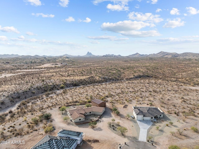 bird's eye view with a mountain view