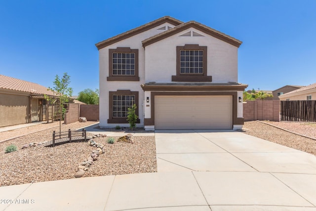 33287 N Windmill Run, San Tan Valley, AZ 85144 - view of front of house featuring an attached garage, concrete driveway, and stucco siding