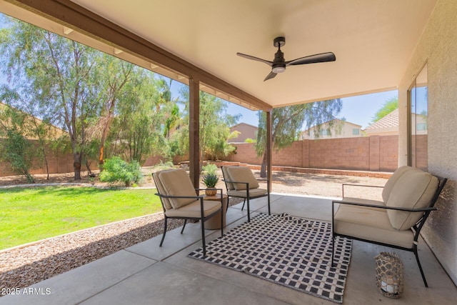 33287 N Windmill Run, San Tan Valley, AZ 85144 - view of patio featuring ceiling fan