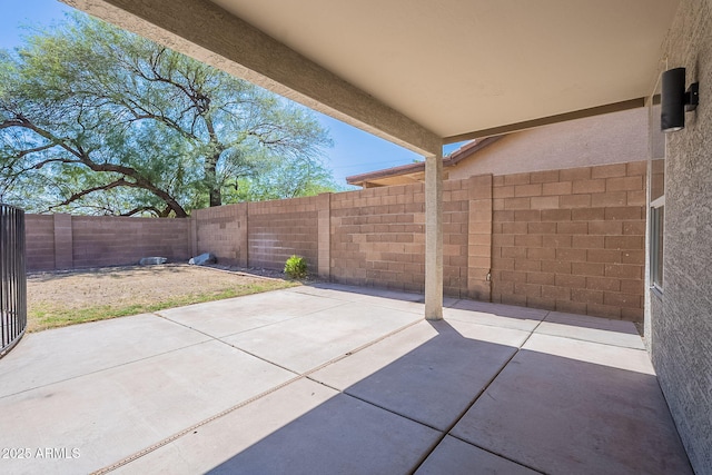 view of patio featuring a fenced backyard