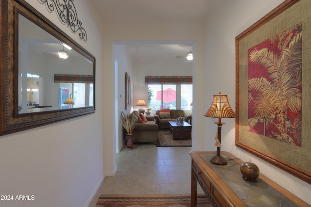 corridor featuring tile patterned flooring