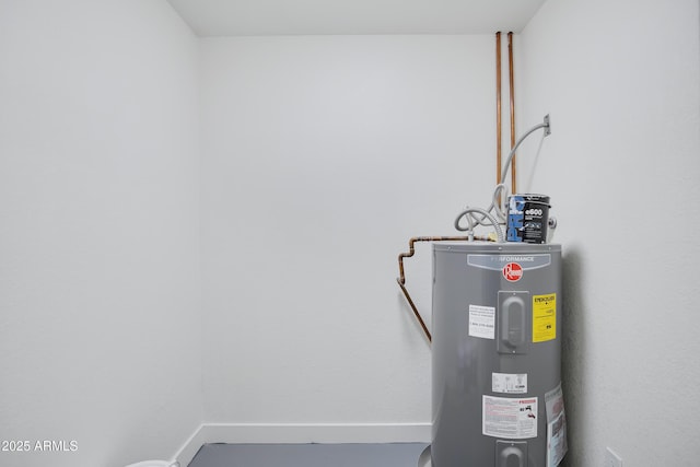 utility room with electric water heater