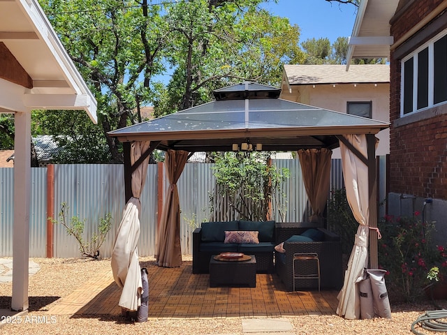 405 Powell St, Bisbee, AZ 85603 - view of patio with a gazebo, outdoor lounge area, fence, and a wooden deck
