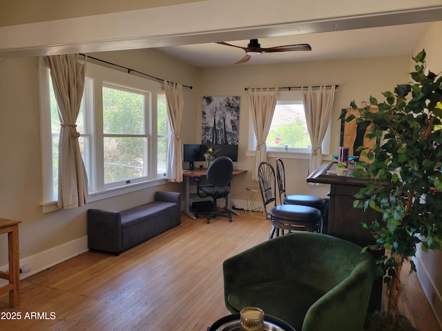 405 Powell St, Bisbee, AZ 85603 - office featuring ceiling fan, wood-type flooring, and baseboards