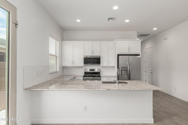 19151 W Coolidge St, Litchfield Park, AZ 85340 - kitchen with stainless steel appliances, a sink, decorative backsplash, recessed lighting, and wood finished floors