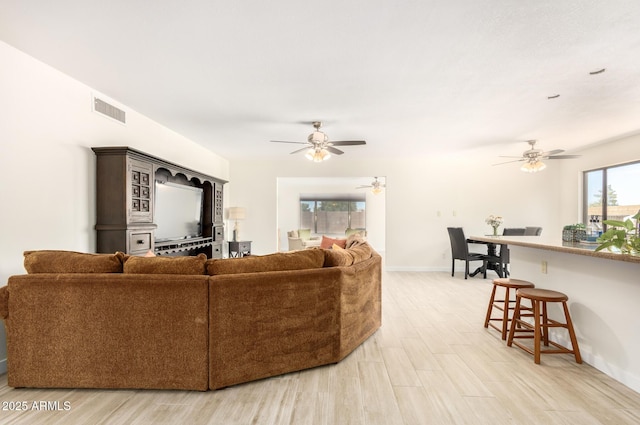 living room featuring light hardwood / wood-style floors